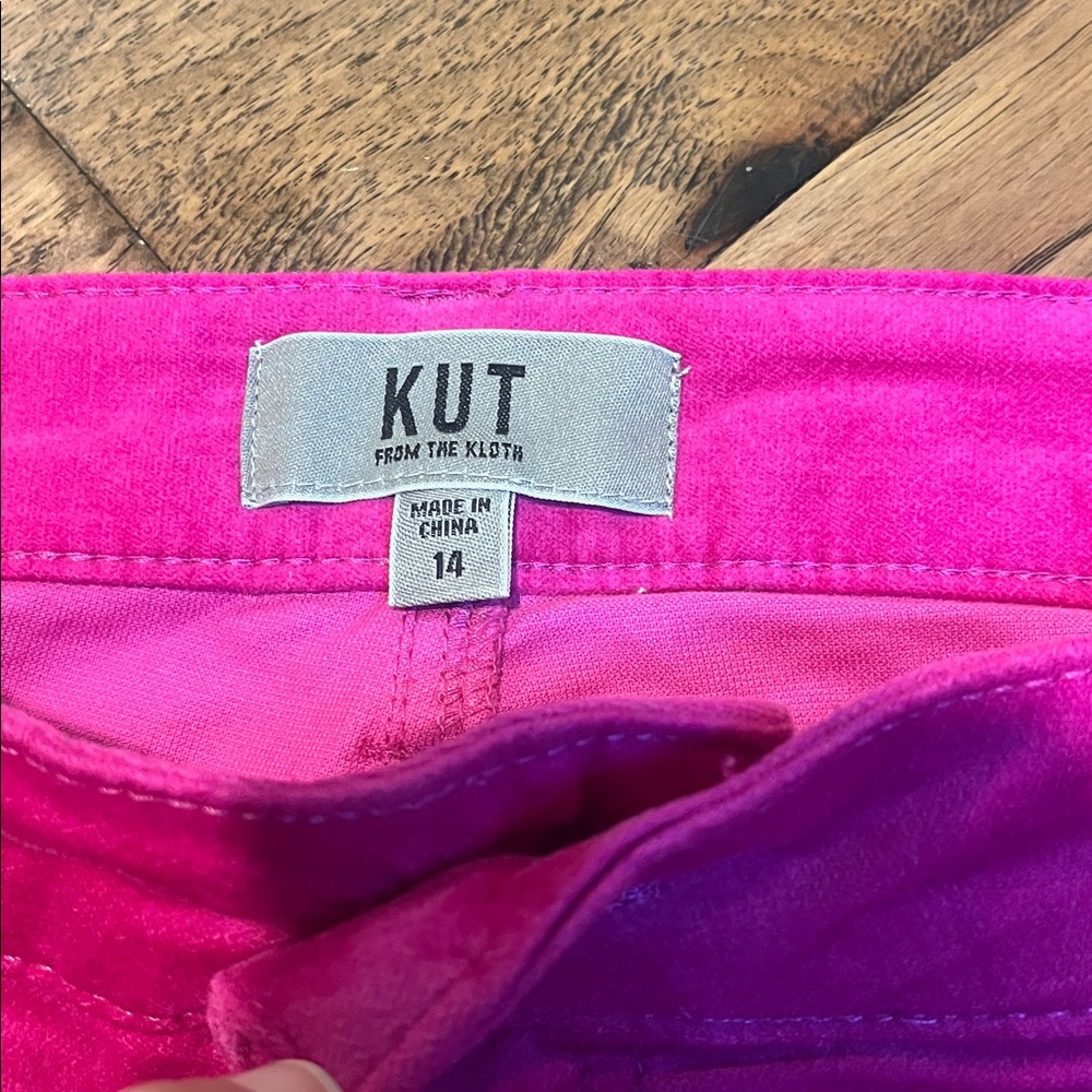 KUT FROM THE KLOTH Hot Pink Velvet Pants size 14 - Picture 3 of 5